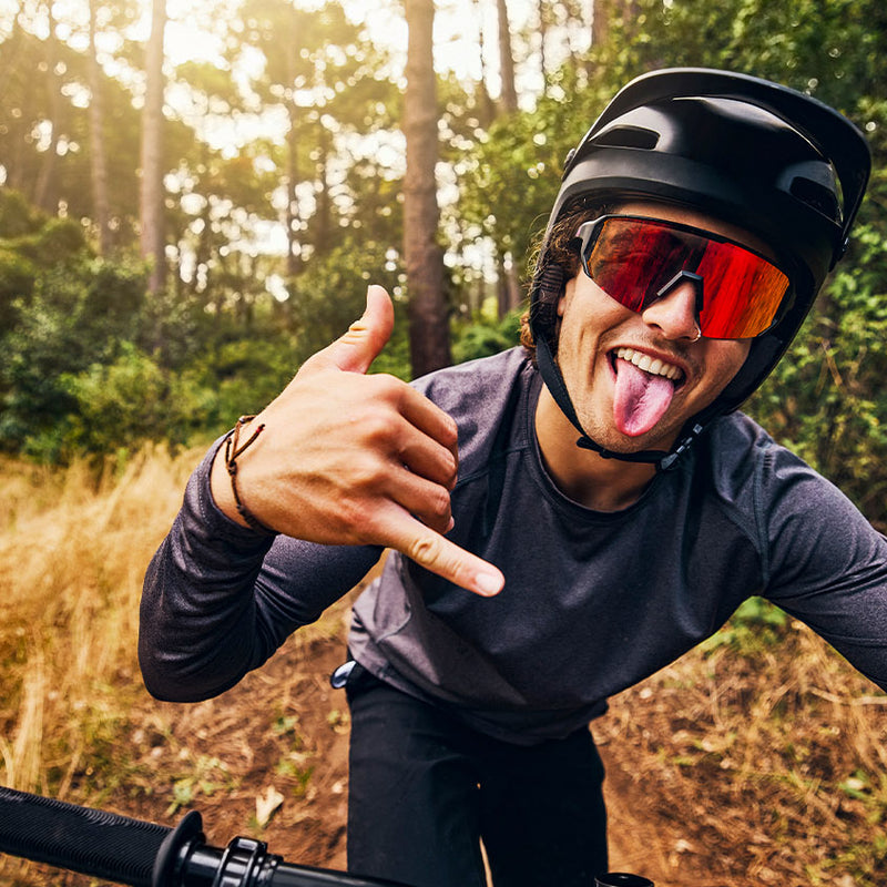 Mountain biking with Redcat™ Eyewear.